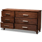 Ella Modern 6-Drawer Dresser in Warm Oak Brown Finish, Stylish Storage Solution for Your Bedroom