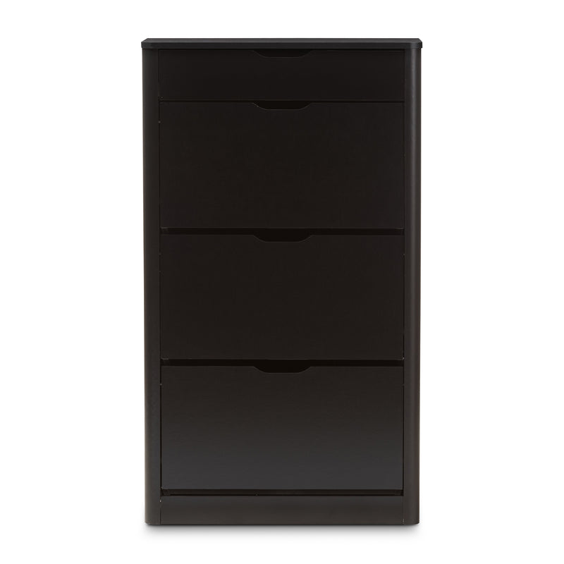 Cayla Modern Black Wood Shoe Cabinet for Stylish Entryway and Hallway Storage Solutions