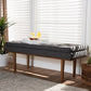 Arne Bench Mid-Century Modern Dark Grey Fabric Upholstered Walnut Finished