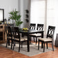 Lucie Dining Set Modern and Contemporary Grey Fabric Upholstered Dark Brown Finished Wood 7-Piece