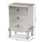 Callen End Table Classic and Traditional Brushed Silver Finished Wood 3-Drawer