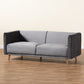 Beacher Sofa: Modern Grey Velvet Upholstered Sofa with Walnut Brown Wood Frame