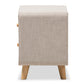 Jonesy Nightstand - Mid-Century Beige Linen Upholstered 2-Drawer