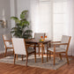 Theresa Dining Set Mid-Century Modern Dark Grey Fabric Upholstered Walnut Brown Finished Wood 5-Piece