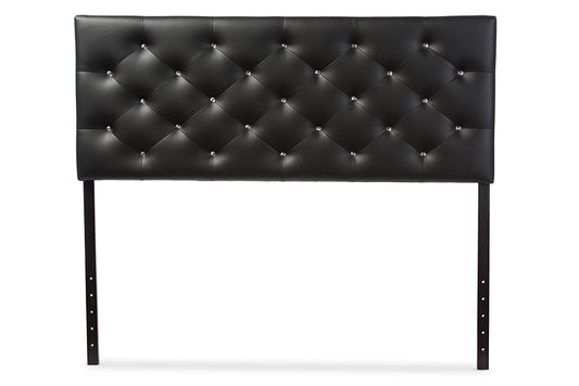 Viviana Headboard - Modern and Contemporary Black Faux Leather Upholstered Button-Tufted Design