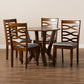 Ariane 5-Piece Dining Set in Modern Style with Grey Fabric Upholstery and Walnut Brown Wood Finish