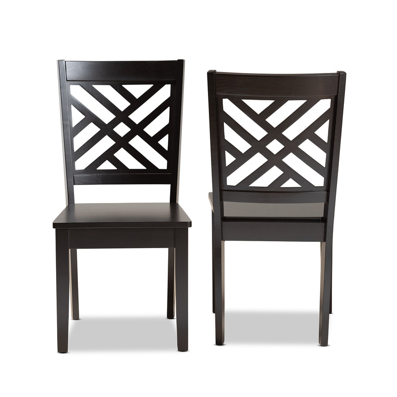 Caron Dining Chair Set Modern and Contemporary Transitional Dark Brown Finished Wood 2-Piece