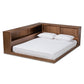 Erie Queen Size Platform Storage Bed - Modern Rustic Walnut Brown Wood with Built-In Outlet for Convenient Charging