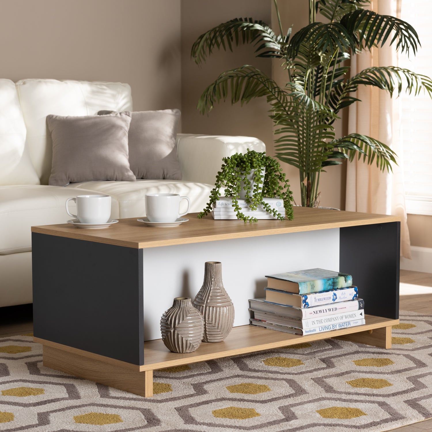 Marigold Coffee Table - Modern Multicolor Oak Brown and Grey Finished Wood Storage Solution