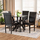 Nada Modern Dining Set 5-Piece Dark Brown Faux Leather Upholstered and Finished Wood Furniture for Stylish Dining Rooms