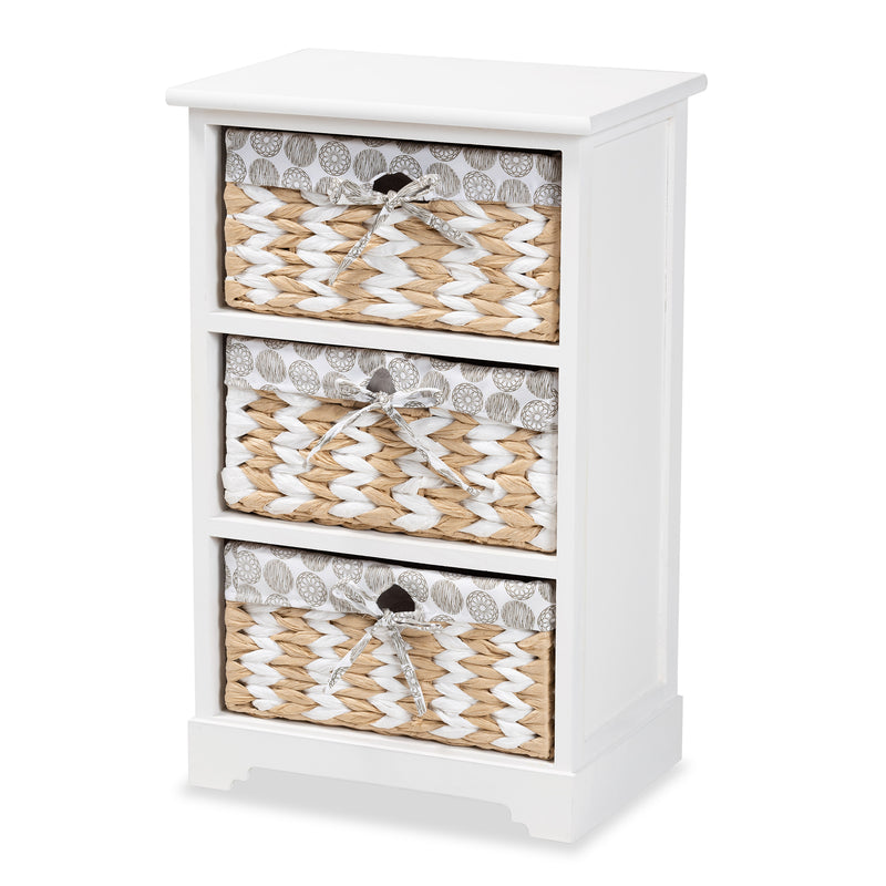 Rianne Storage Unit Modern White Finished Wood with 3 Baskets for Organized Living and Stylish Home Décor