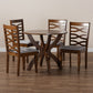 Aspen Modern 5-Piece Dining Set with Grey Fabric Upholstery and Walnut Brown Finished Wood