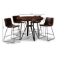 Carvell Rustic Industrial 5-Piece Pub Set in Dark Brown Faux Leather Upholstery