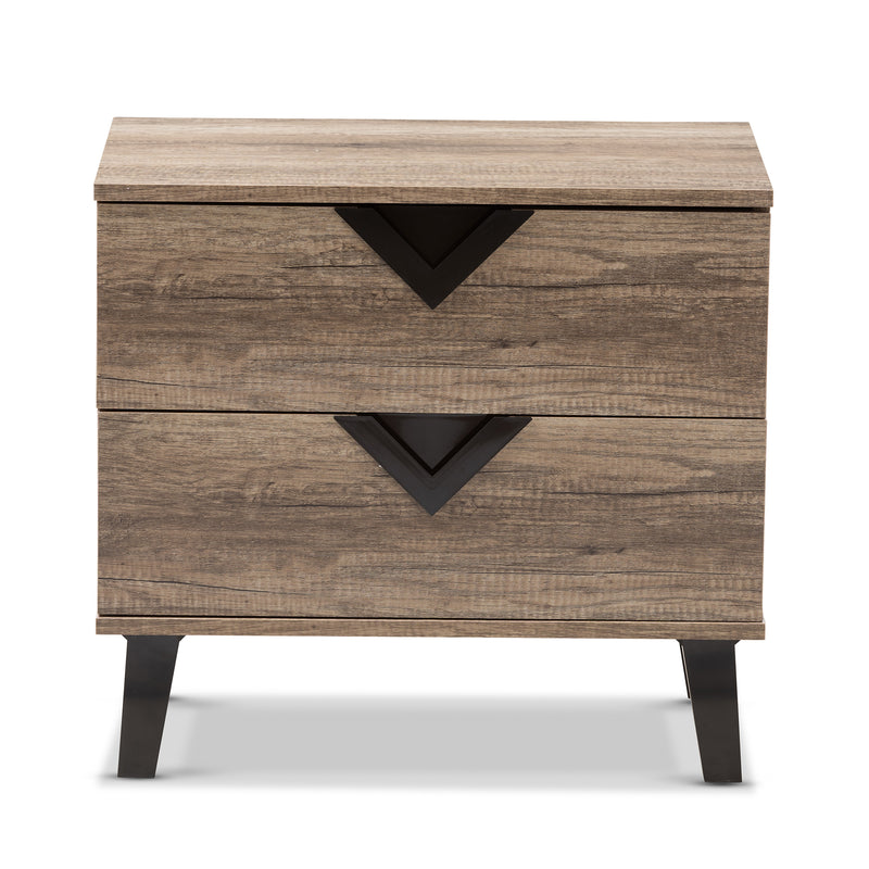 Swanson Light Brown Wood Nightstand with 2 Drawers for Modern Bedroom Storage and Contemporary Design