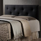 Dalini Headboard - Modern and Contemporary Full Black Faux Leather with Faux Crystal Buttons