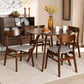 Philip Dining Set Mid-Century Modern Transitional Light Beige Fabric Upholstered Walnut Brown Finished Wood 5-Piece