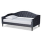 Benjamin Daybed - Modern and Contemporary Grey Velvet Fabric Upholstered with Dark Brown Finished Wood