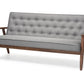 Sorrento Sofa Mid-century Retro Modern Grey Fabric Upholstered Wooden 3-seater