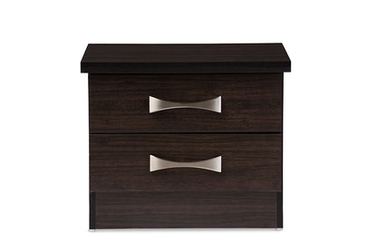 Colburn Nightstand - Modern and Contemporary 2-Drawer Dark Brown Finish Wood Storage Bedside Table