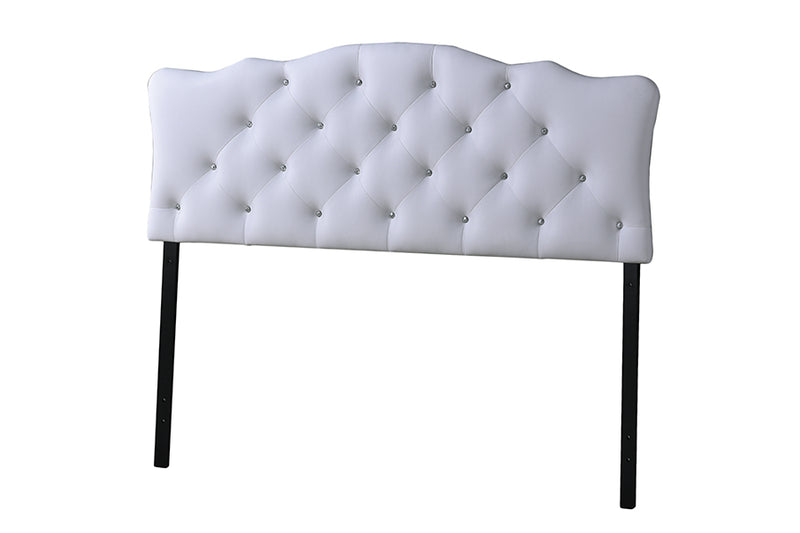 Rita Headboard - Modern and Contemporary Black Faux Leather Upholstered Button-tufted Scalloped Design