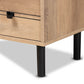 Patterson Kitchen Storage Cabinet Modern Oak Brown Finish with 3 Drawers for Organized Storage Solutions