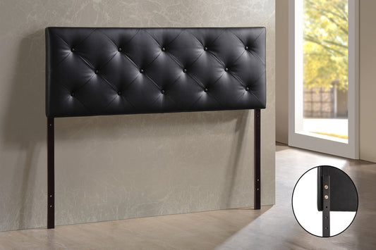 Baltimore Headboard - Modern and Contemporary Full Black Faux Leather Upholstered