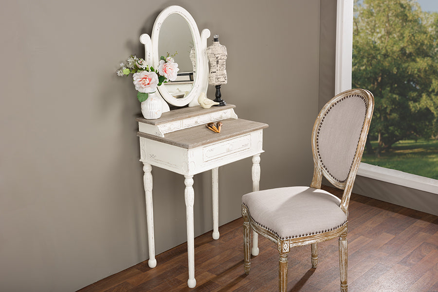 Anjou Dressing Table with Mirror Traditional French Accent Furniture for Elegant Bedroom Decor