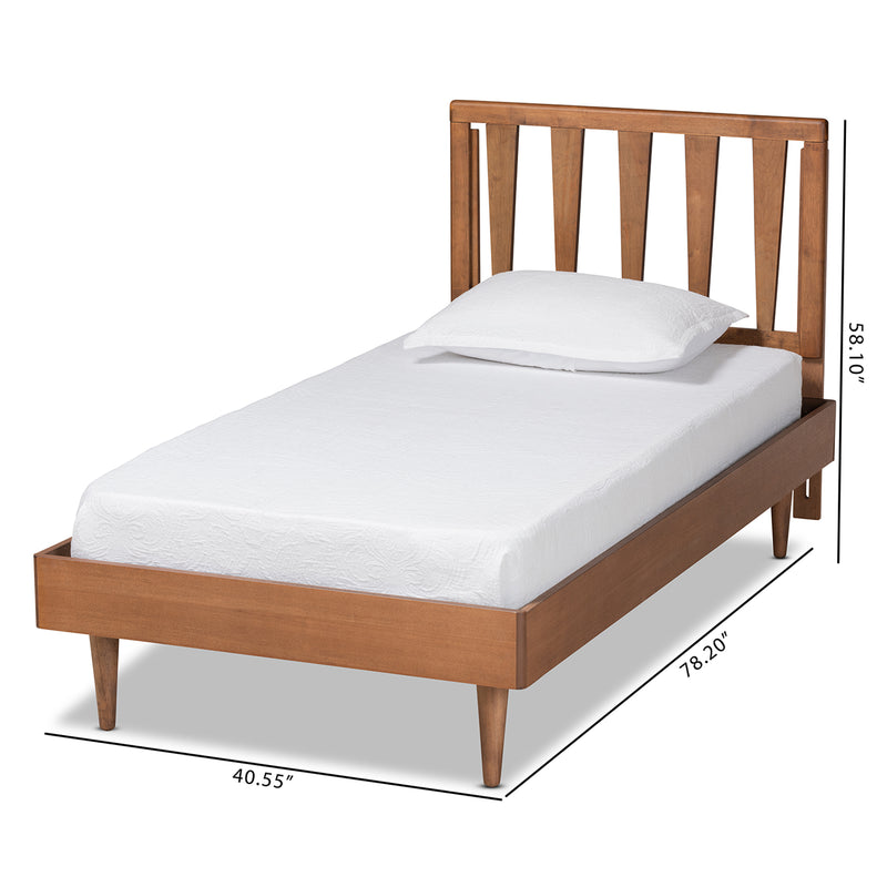 Kuro Twin Size Platform Bed Modern Walnut Brown Finished Wood Design for Stylish Bedrooms