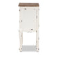 Levron End Table Classic Two-Tone Walnut Brown and Antique White Wood with 2 Drawers for Living Room or Bedroom Storage