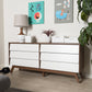 Hildon Mid-Century Modern 6-Drawer Storage Dresser in White and Walnut for Stylish Bedroom Organization