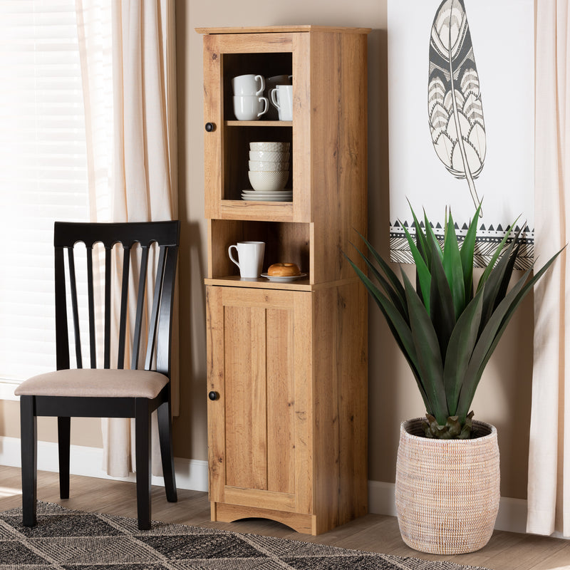 Lauren Buffet and Hutch Kitchen Cabinet in Two-tone White and Dark Brown