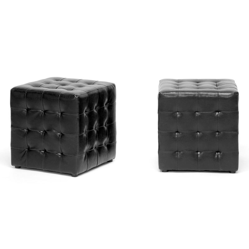 Siskal Ottoman Black Modern Cube Set of 2