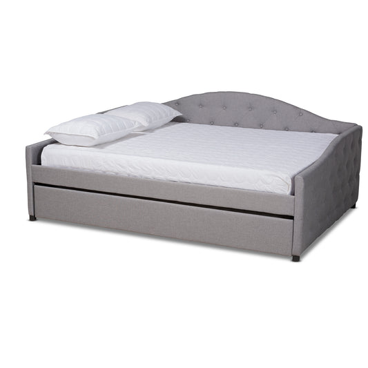 Becker Daybed - Modern and Contemporary Transitional Grey Fabric Upholstered with Trundle