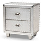 Davet Industrial End Table French Silver Metal 2-Drawer Nightstand for Living Room or Bedroom