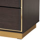 Arcelia Queen Size Bedroom Set Contemporary Glam Luxe 4-Piece Collection in Two-Tone Dark Brown and Gold Finished Wood