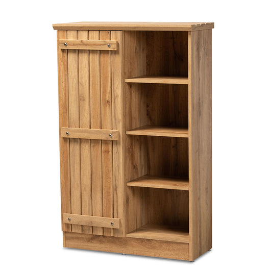 Eren Shoe Cabinet - Modern Farmhouse Design in Natural Oak Brown Finish with 1 Door for Stylish Storage Solutions