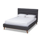 Erlend Platform Bed - Mid-Century Modern Dark Grey Fabric Upholstered