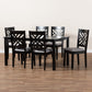 Caron Dining Set Modern and Contemporary Grey Fabric Upholstered Espresso Brown Finished Wood 7-Piece