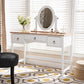 Sylvie Classic Vanity Table White 3-Drawer Wood Design with Mirror for Elegant Bedroom Decor