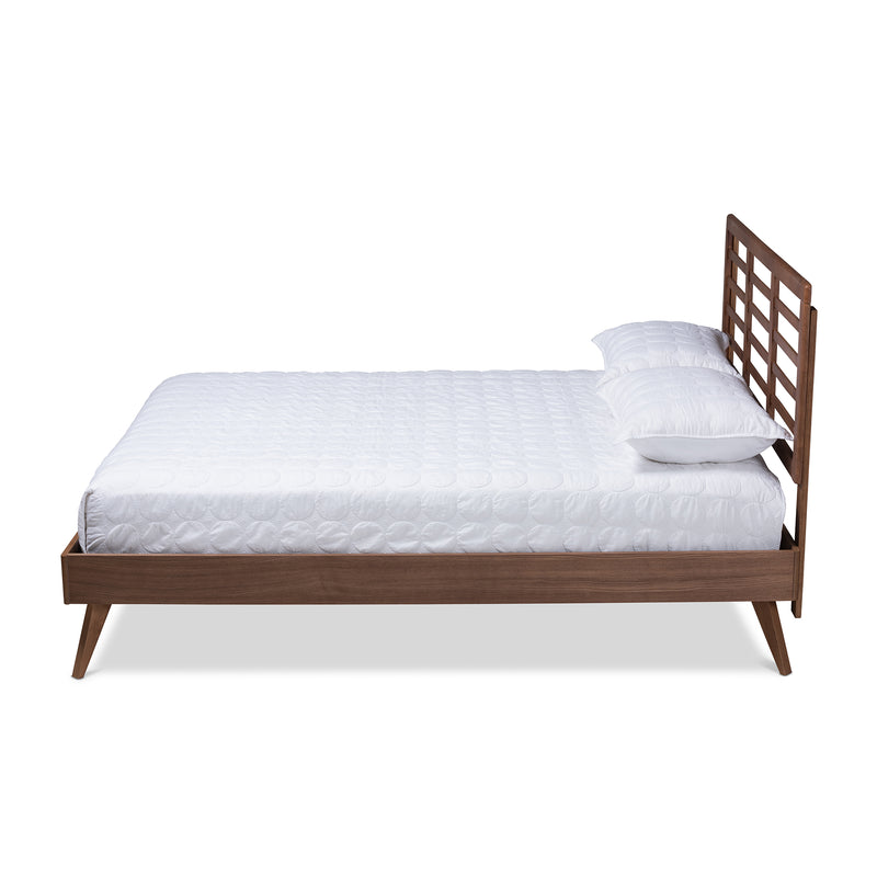 Calisto Platform Bed - Mid-Century Modern Walnut Brown Finished Wood