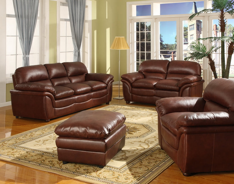 Redding Modern Sofa Set in Cognac Brown Leather - Stylish Comfortable Living Room Furniture for Contemporary Spaces