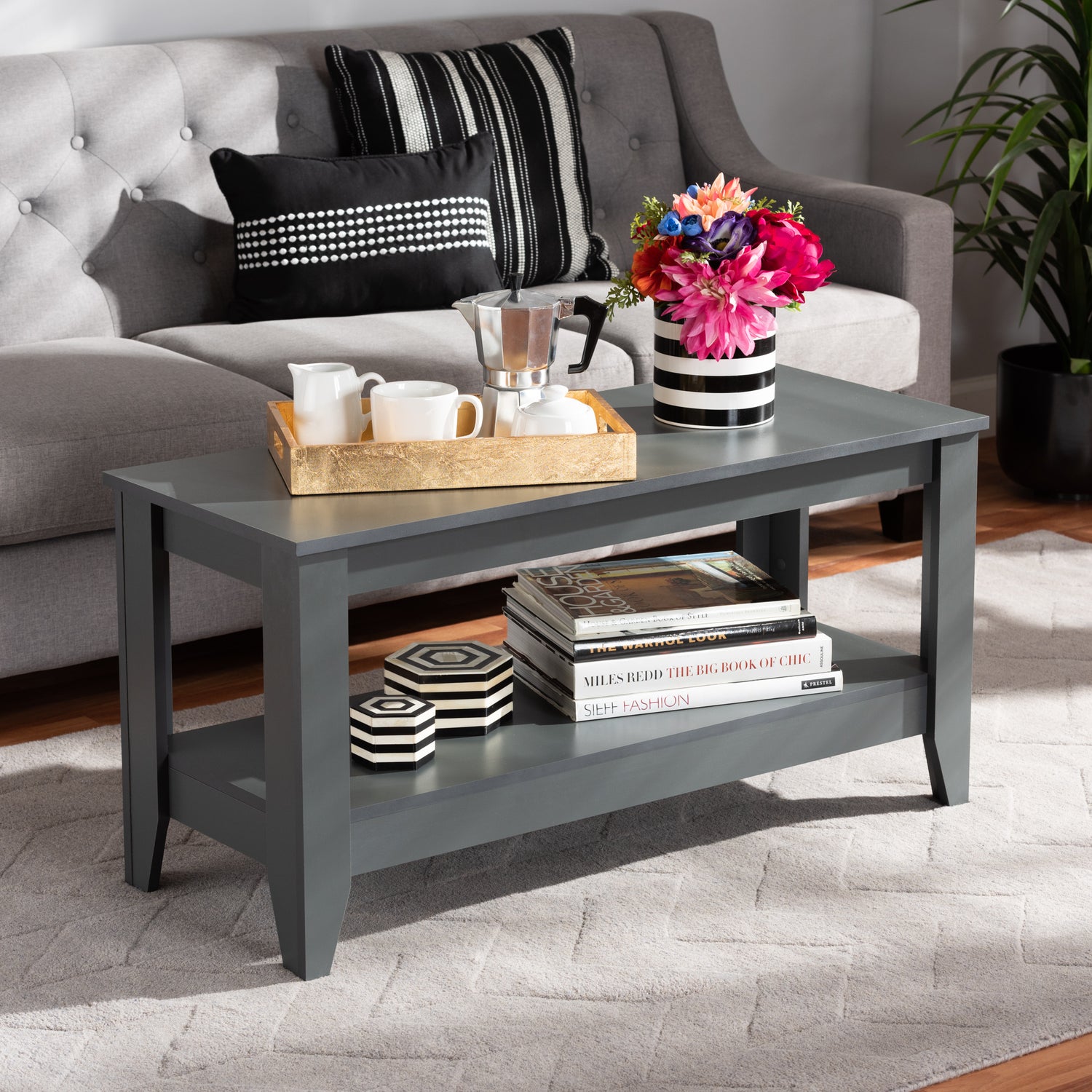 Elada Coffee Table Modern and Contemporary Grey Finished Wood