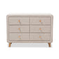 Jonesy Dresser - Mid-Century Beige Linen Upholstered 6-Drawer