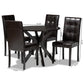 Marie 5-Piece Dining Set - Modern Dark Brown Faux Leather Chairs with Finished Wood Table