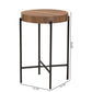 Savion End Table Modern Industrial Design with Walnut Brown Wood and Black Metal Accents