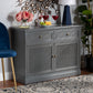 Sheldon Sideboard Buffet - Modern Vintage Grey Wood with Synthetic Rattan Finish