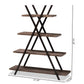 Fiera Industrial 4-Tier Display Shelf Rustic Walnut Wood and Black Metal Living Room Furniture for Stylish Home Decor