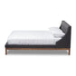 Louvain Platform Bed - Modern and Contemporary Dark Grey Fabric Upholstered with Walnut Finish