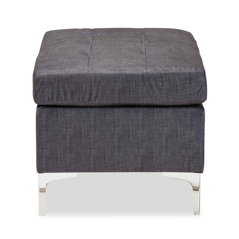 Riley Ottoman Modern Grey Fabric Upholstered Footrest and Accent Piece for Living Room or Bedroom