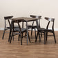 Britte Dining Set Mid-Century Modern Dark Grey Fabric Upholstered Dark Oak Brown Finished 5-Piece